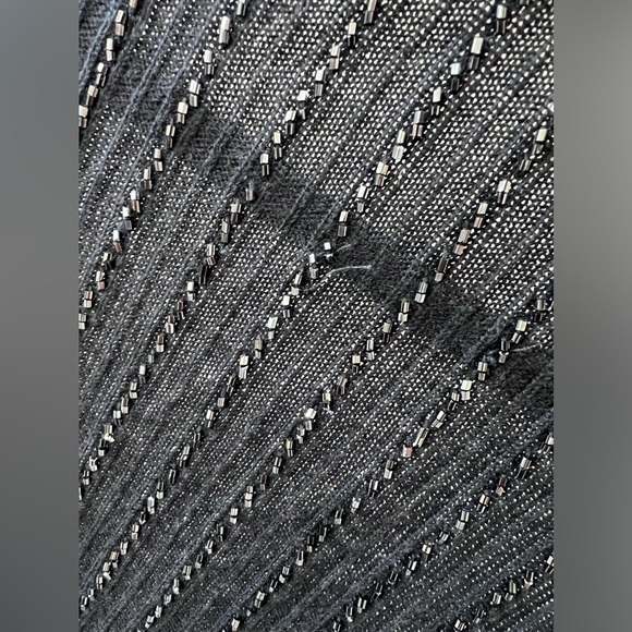 Ellen Tracy Navy Blue Beaded Embellish Full Sleeve Silk/Cashmere Top Size Large - Picture 7 of 13